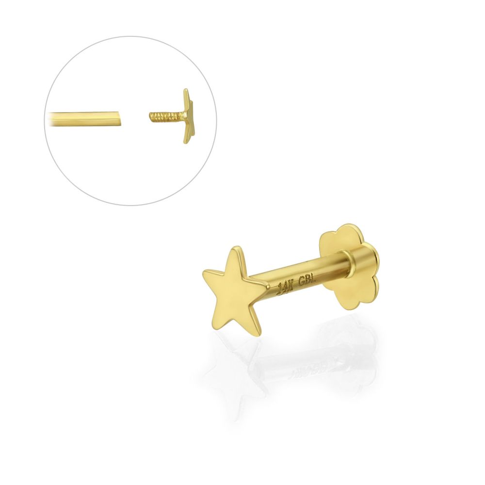 Piercing | 14K Yellow Gold Tragus Labret Piercing - Star