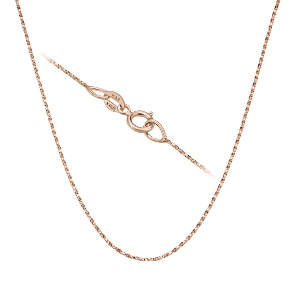 Gold Chains | 14K Rose Gold Twisted Venice Chain Necklace 0.6mm Thick, 17.7