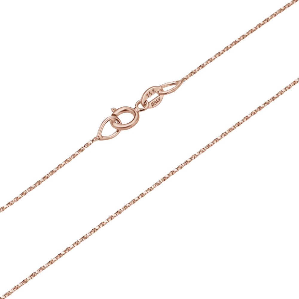 Gold Chains | 14K Rose Gold Twisted Venice Chain Necklace 0.6mm Thick, 17.7