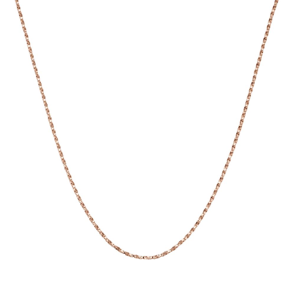 Gold Chains | 14K Rose Gold Twisted Venice Chain Necklace 0.6mm Thick, 17.7