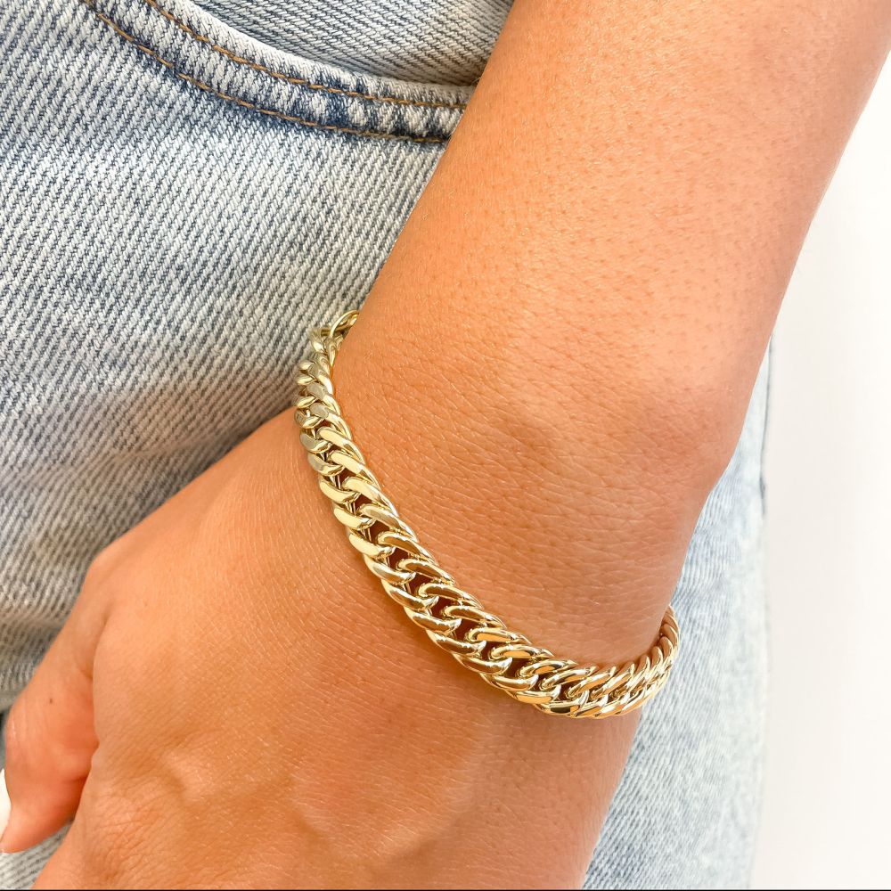 Women’s Gold Jewelry | 14K Yellow Gold Bracelet - Flat Links M