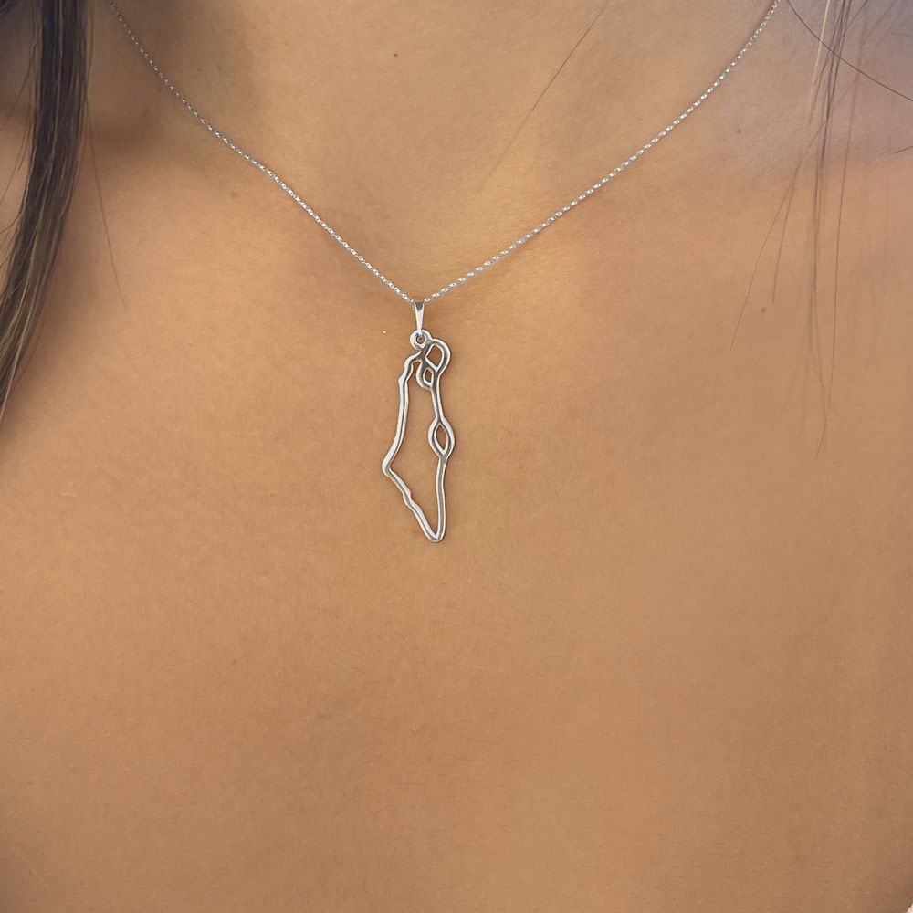 Gold Pendant | 14k White Gold  pendant - Israel 