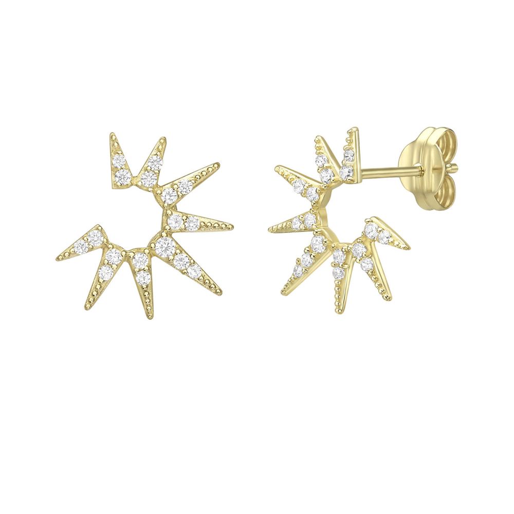 Gold Earrings | 14K Yellow Gold Earrings - Shining Sun