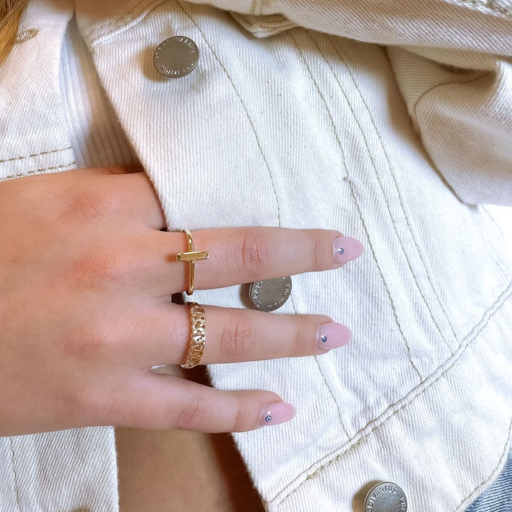 gold rings | 14K Yellow Gold Rings - Gold bar