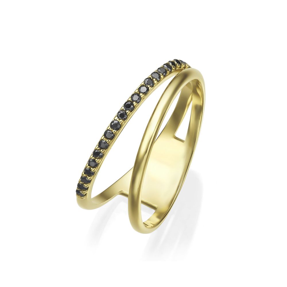 gold rings | 14K Yellow Gold Rings - Black Reina