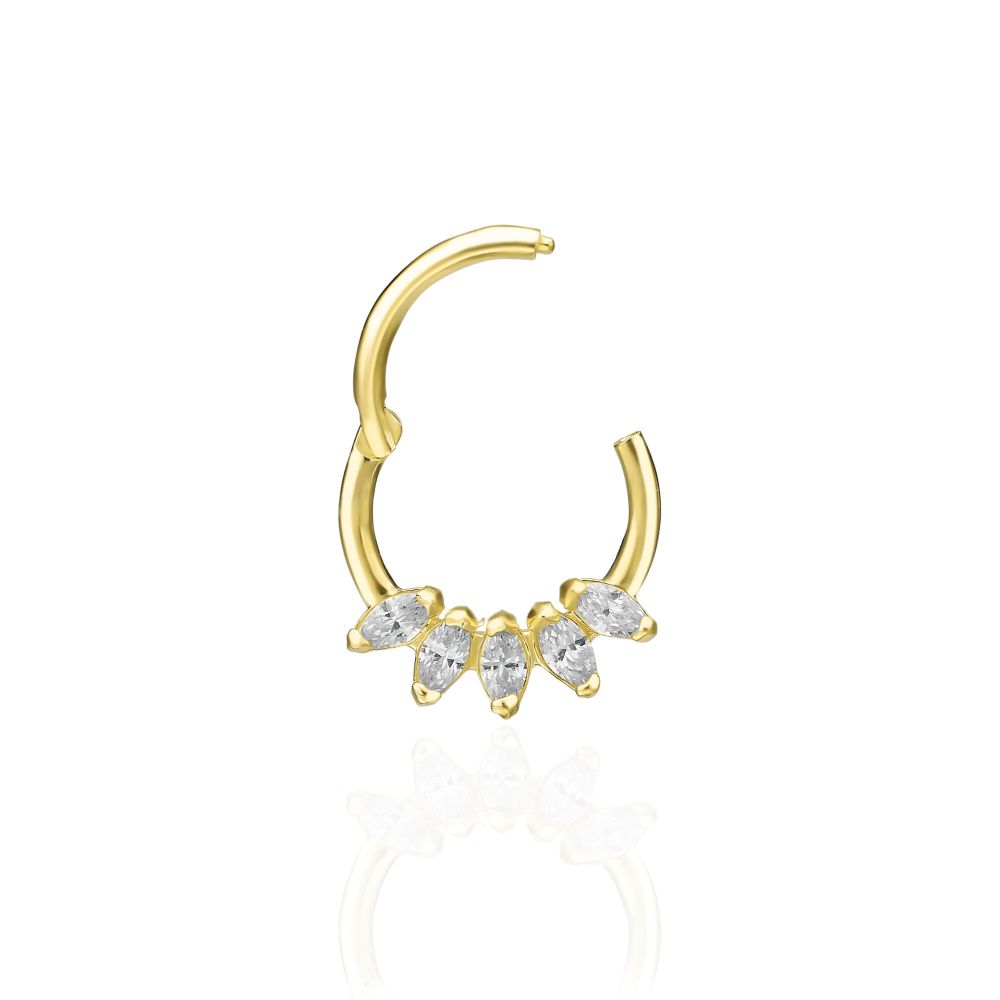 Piercing | 14K Yellow Gold Helix Piercing - Oval zircons