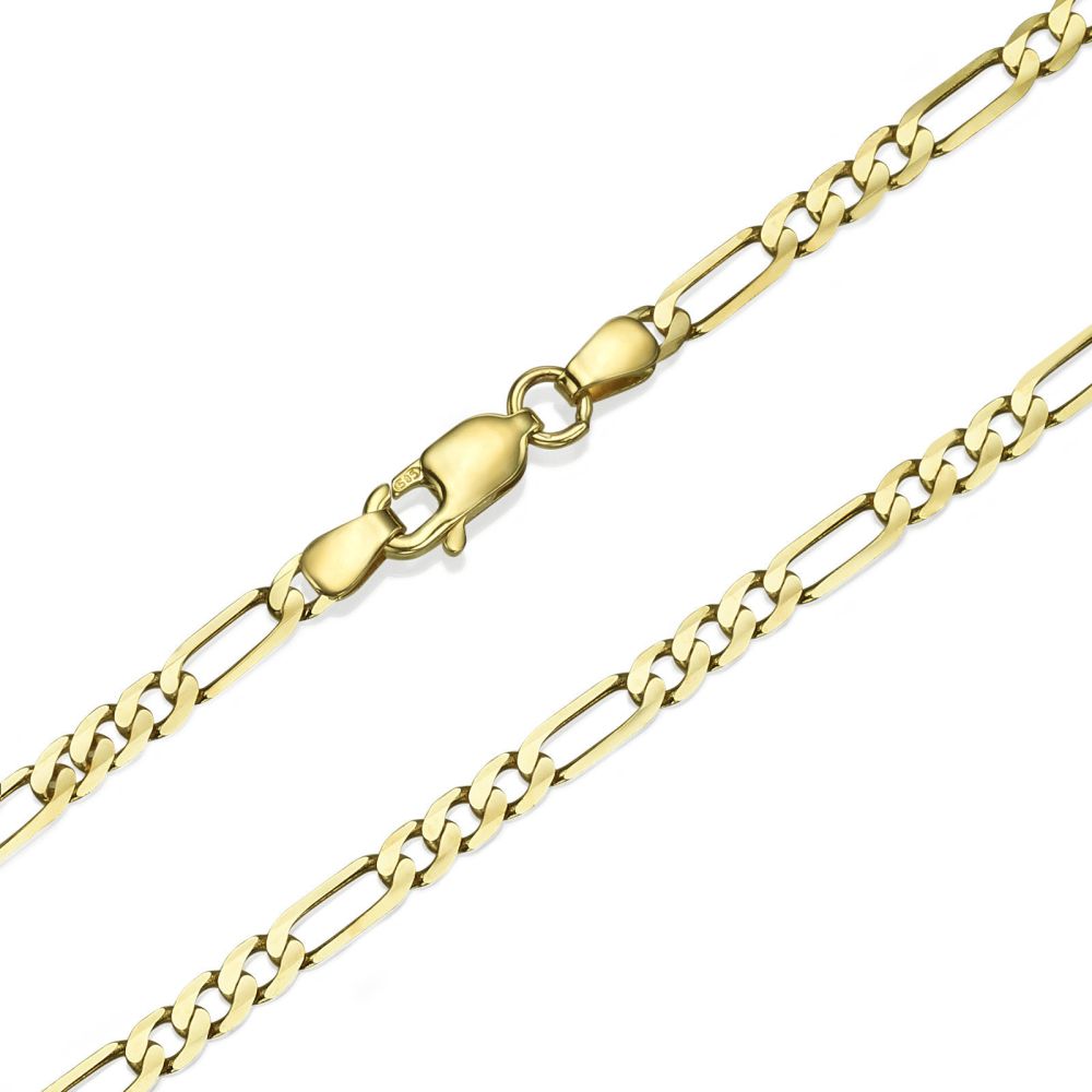 Jewelry for Men | 14K Yellow Gold Chain for Men Figaro 3.84mm Thick, 19.7