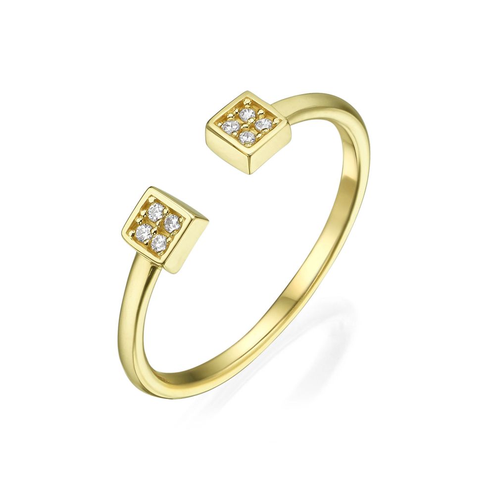 Women’s Gold Jewelry | Open Ring in 14K Yellow Gold - Shiny Squares