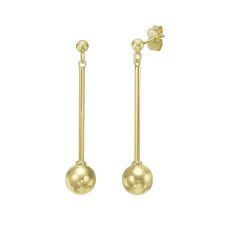 14K Yellow Gold Women's Earrings - Inbal ball