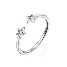 Open Ring in 14K White Gold - Shinning Stars