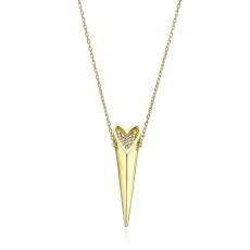 14K Yellow Gold Diamond Women's Pendant - sparkling wild heart