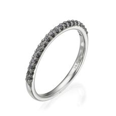 Black Diamond Band Ring in 14K White Gold - Ice Princess