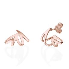 14K Rose Gold Women's Earrings - Flame & Fire