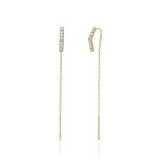 14K Yellow Gold Dangle Earrings- Shining Triangle