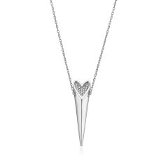 14K White Gold Diamond Women's Pendant - sparkling wild heart