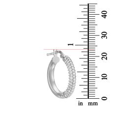 14K White Gold Women's Earrings - Shiny Hoop - M