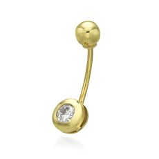 Belly Piercing in 14K Yellow Gold with Cubic Zirconia