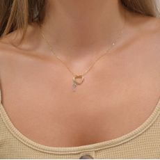 14K Yellow Gold Women's Pendant - Heart key