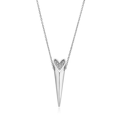 14K White Gold Diamond Women's Pendant - sparkling wild heart