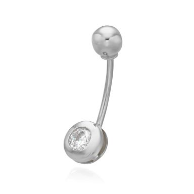 Belly Piercing in 14K White Gold with Cubic Zirconia