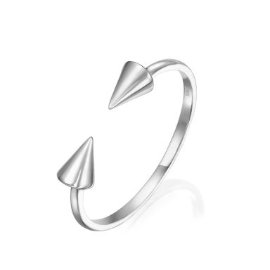 14K White Gold Open Ring - Spinning Arrows