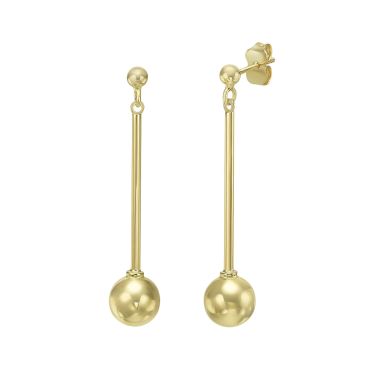 14K Yellow Gold Women's Earrings - Inbal ball