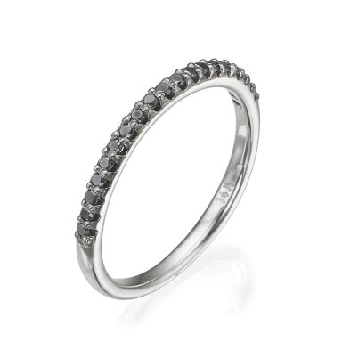 Black Diamond Band Ring in 14K White Gold - Ice Princess