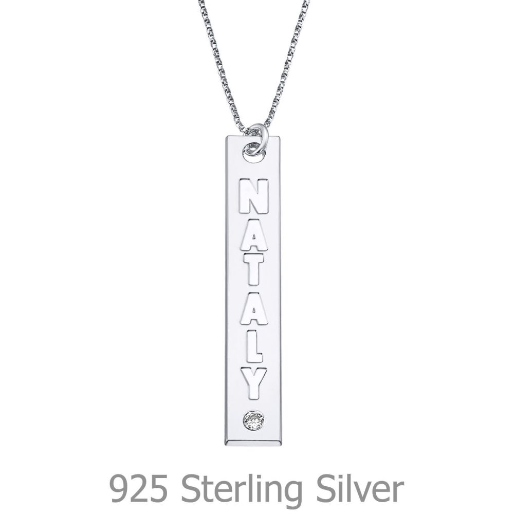 Custom Engraved Sterling Silver Bar Necklace