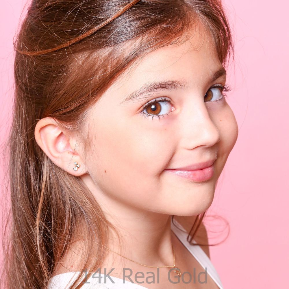 Girl's Jewelry | 14K Yellow Gold Kid's Stud Earrings - Sparkling Circles