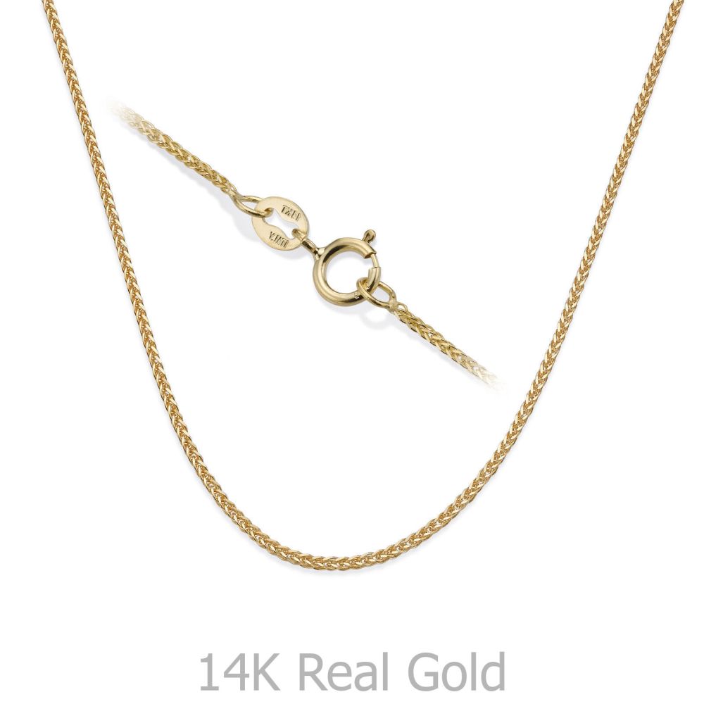 Gold Chains | 14K Yellow Gold Spiga Chain Necklace 0.8mm Thick, 16.5