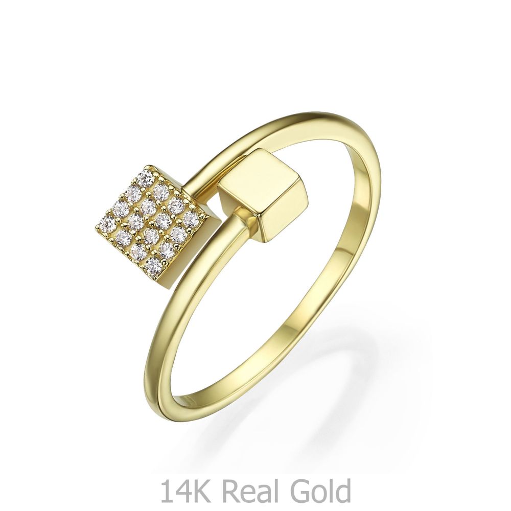 Women’s Gold Jewelry | 14K Yellow Gold Rings - Shimmering cubes