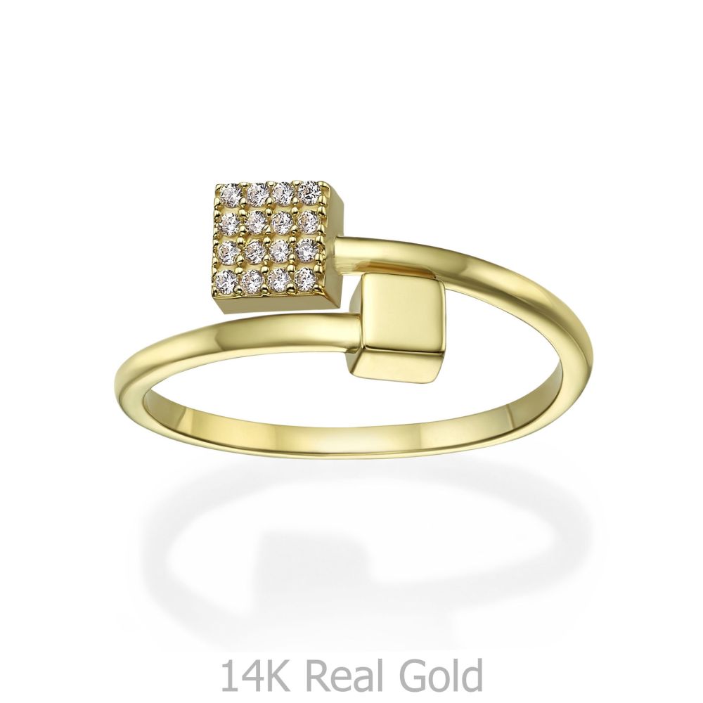 Women’s Gold Jewelry | 14K Yellow Gold Rings - Shimmering cubes