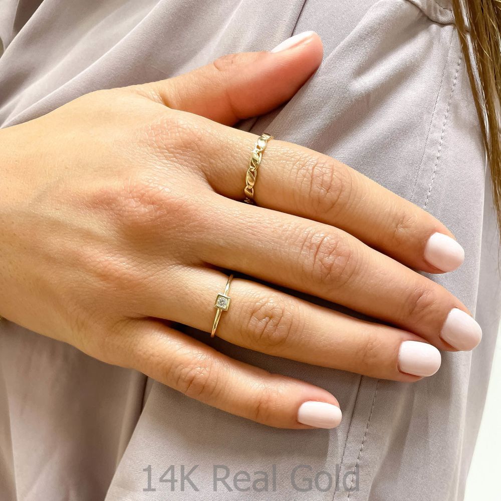 gold rings | 14K Yellow Gold Rings - Nicolette Square