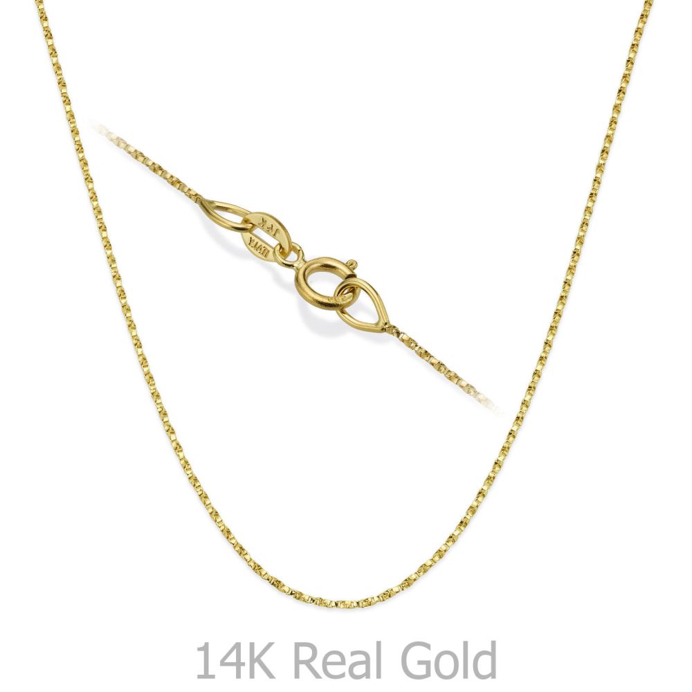 Gold Chains | 14K Yellow Gold Twisted Venice Chain Necklace 0.6mm Thick, 17.7