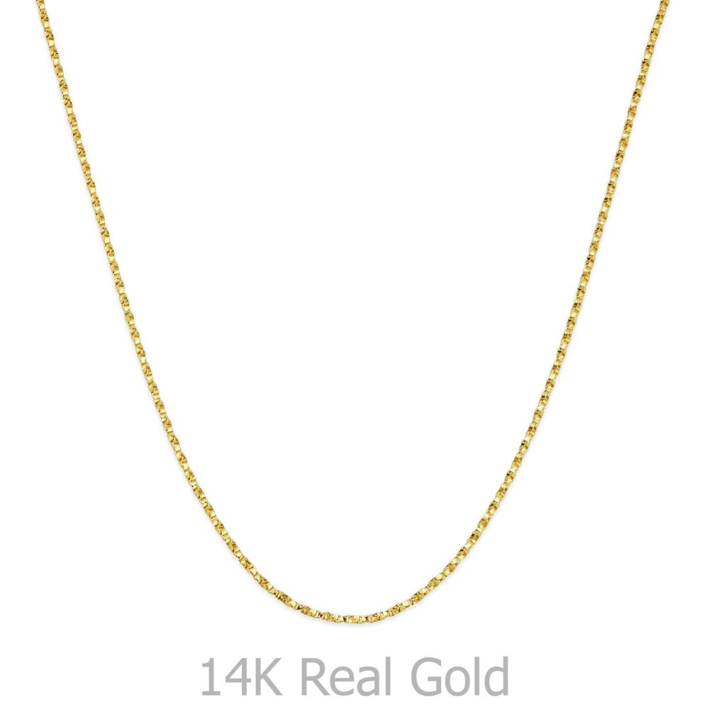 Gold Chains | 14K Yellow Gold Twisted Venice Chain Necklace 0.6mm Thick, 17.7