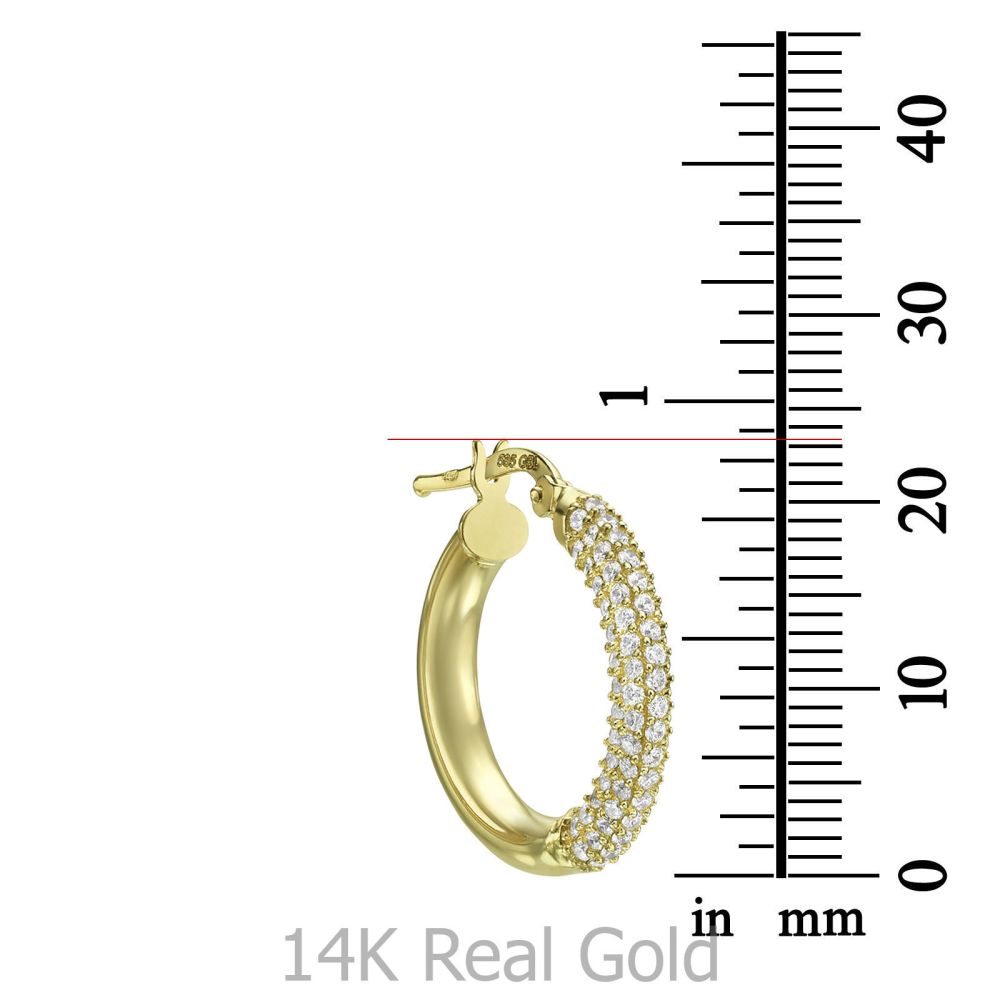 Women’s Gold Jewelry | 14K Yellow Gold Women's Earrings - Shiny Hoop - M