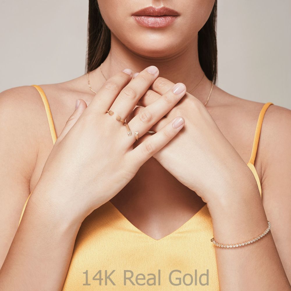 Women’s Gold Jewelry | Open Ring in Yellow Gold - Squares