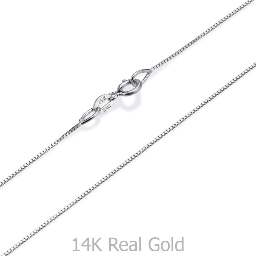 Gold Chains | 14K White Gold Venice Chain Necklace 0.53mm Thick, 15.74