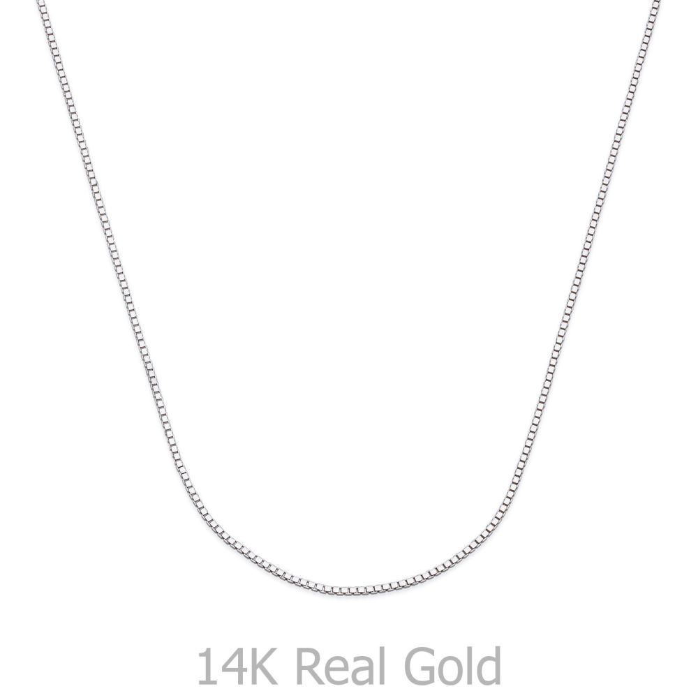 Gold Chains | 14K White Gold Venice Chain Necklace 0.53mm Thick, 15.74