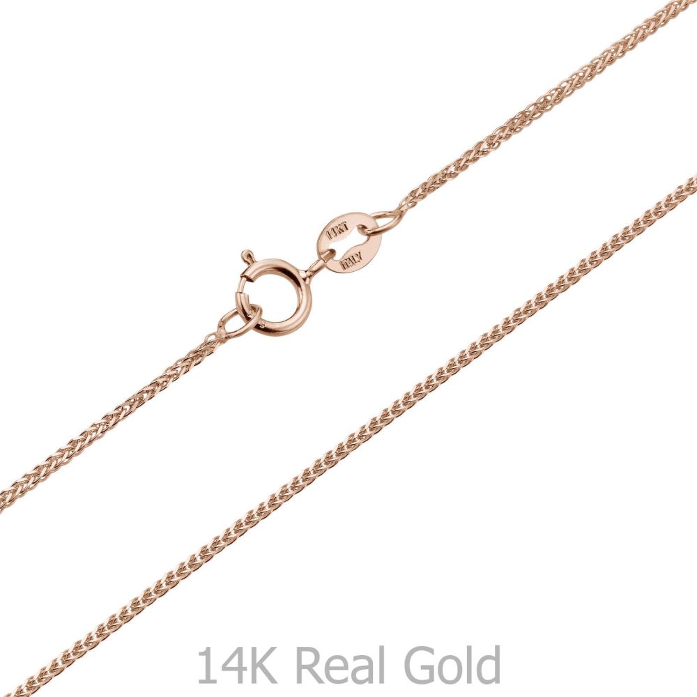 Gold Chains | 14K Rose Gold Spiga Chain Necklace 0.8mm Thick, 16.5