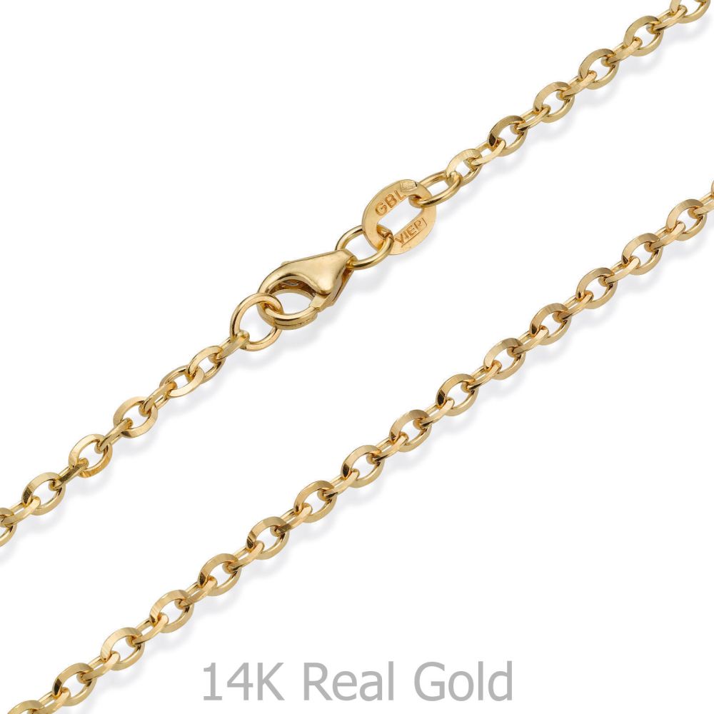 Gold Chains | 14K Yellow Gold Rollo Chain Necklace 2.2mm Thick, 21.45