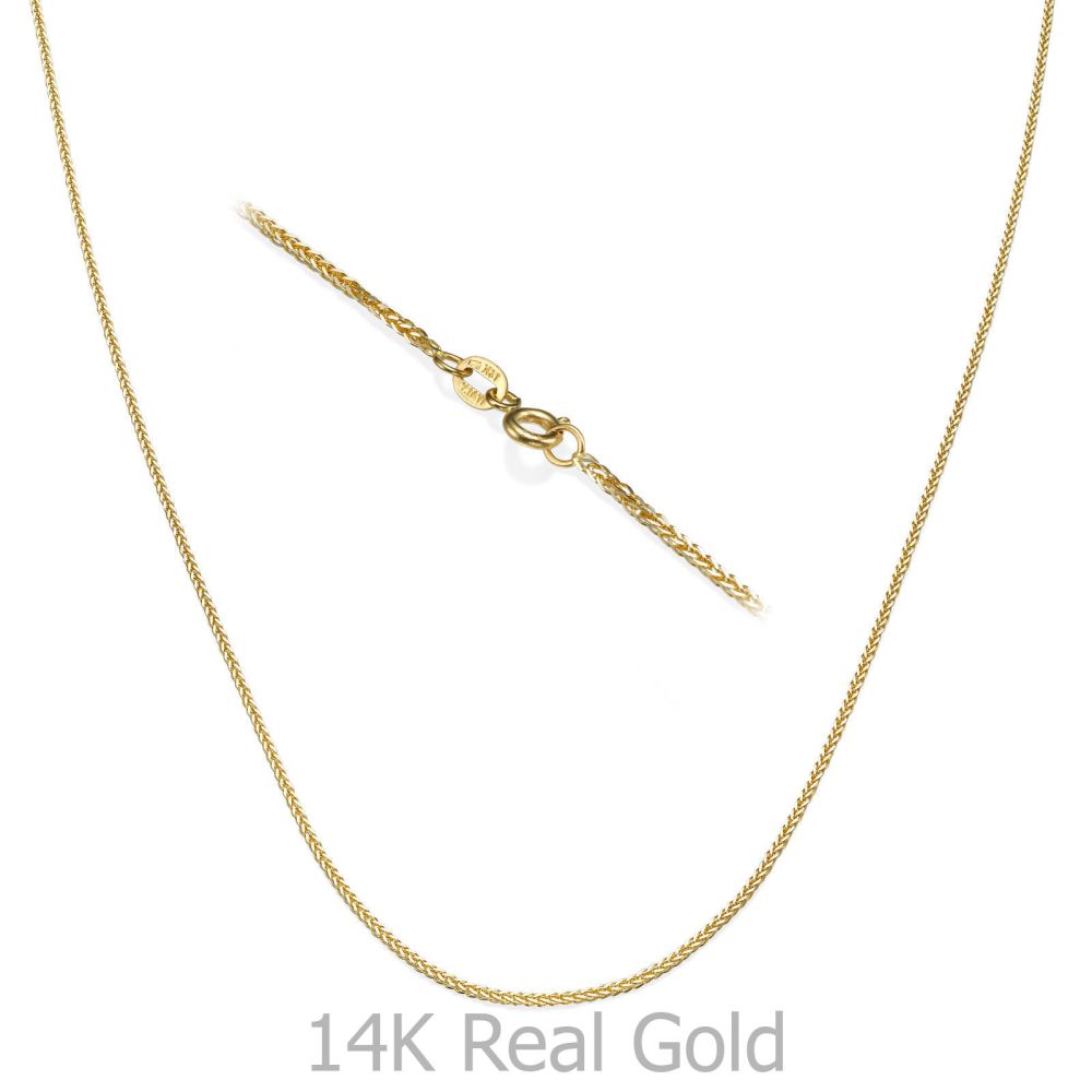 Gold Chains | 14K Yellow Gold Spiga Chain Necklace 1mm Thick, 21.45