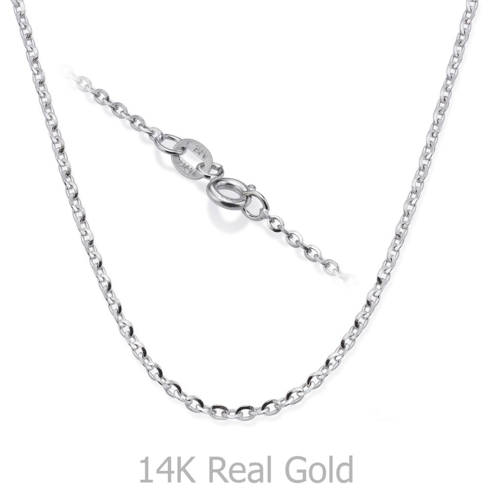 Gold Chains | 14K White Gold Rollo Chain Necklace 1.6mm Thick, 16.5