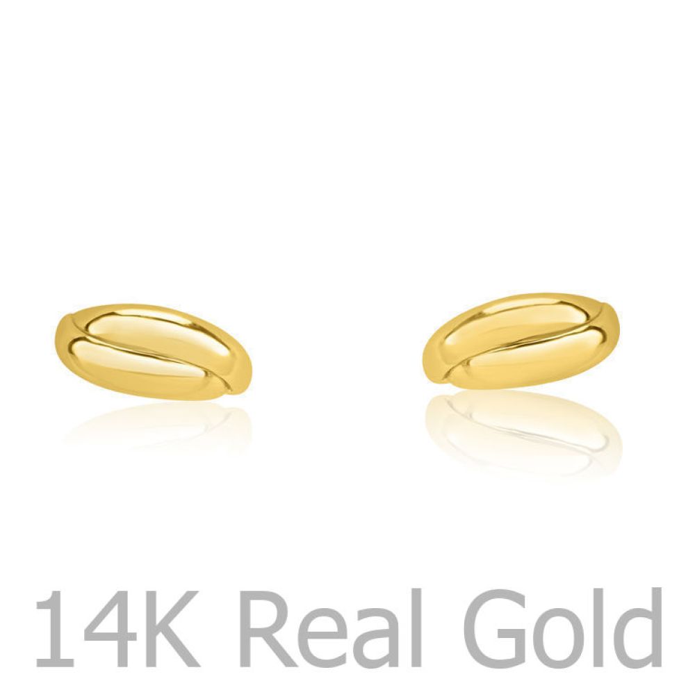 Girl's Jewelry | 14K Yellow Gold Kid's Stud Earrings - Smooth Crescents