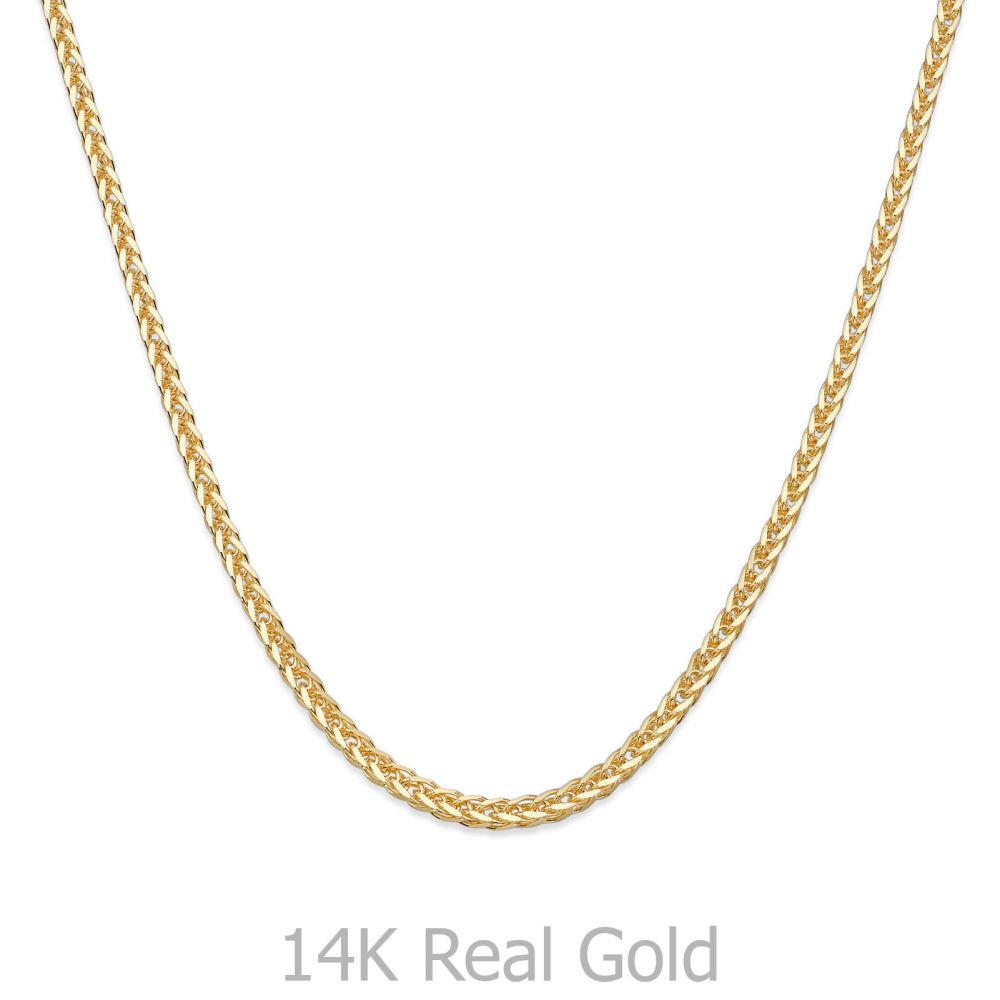 Gold Chains | 14K Yellow Gold Spiga Chain Necklace 1mm Thick, 16.5