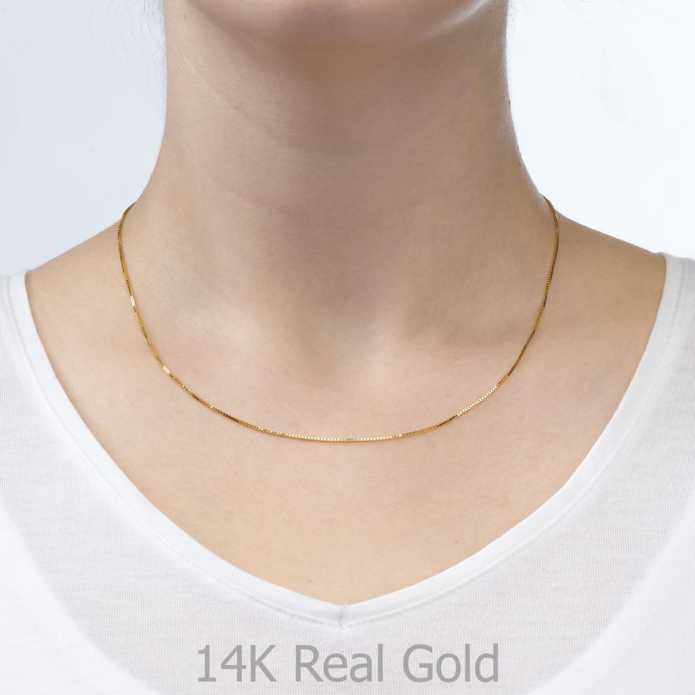 Gold Chains | 14K Yellow Gold Venice Chain Necklace 0.8mm Thick, 17.7