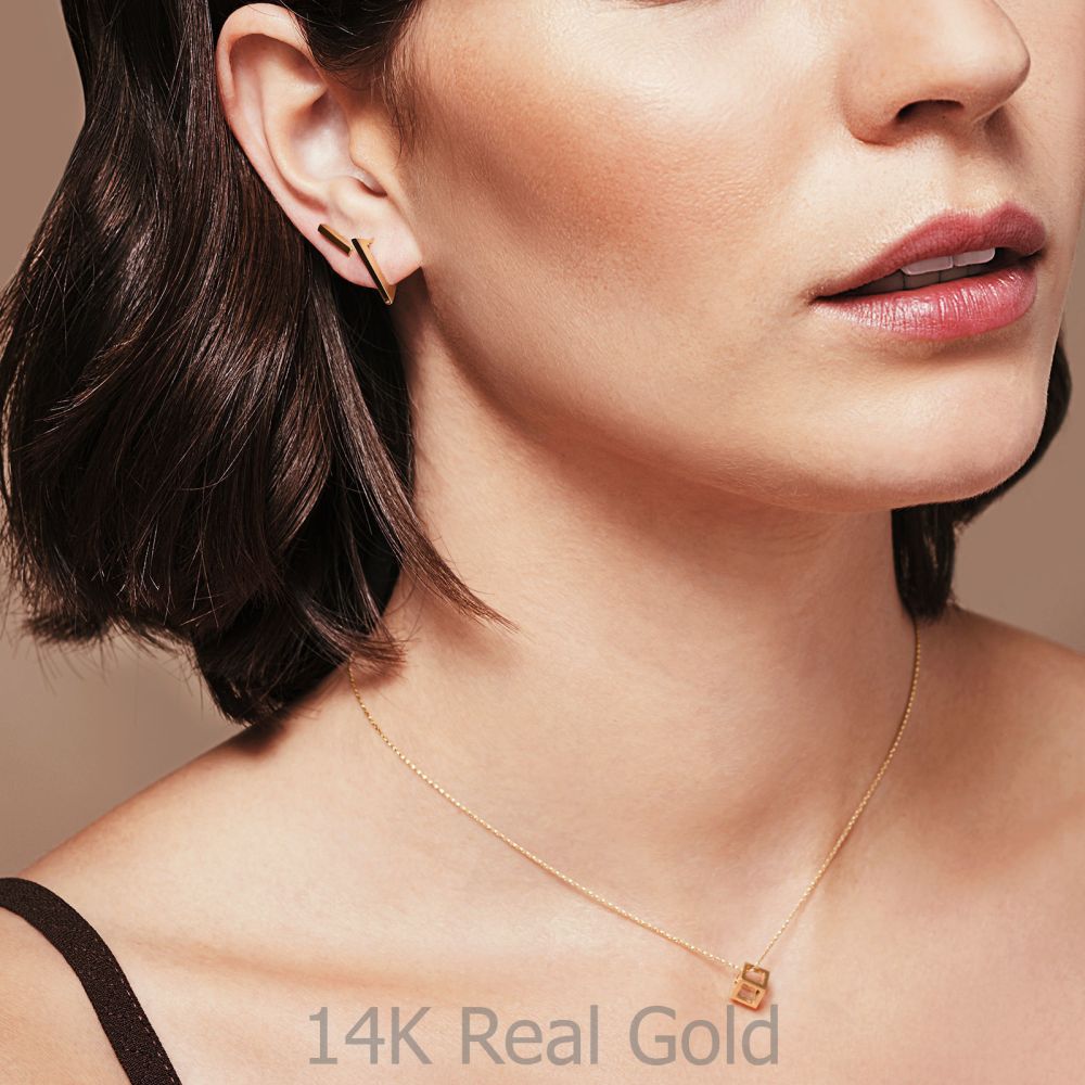 Women’s Gold Jewelry | 14K Yellow Gold Women's Earrings - Golden Bar