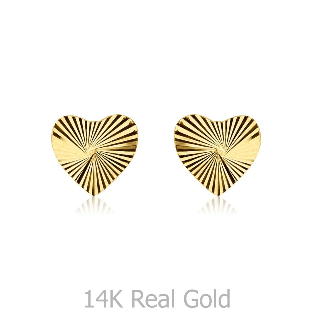 Girl's Jewelry | 14K Yellow Gold Kid's Stud Earrings - Noted Heart - Small