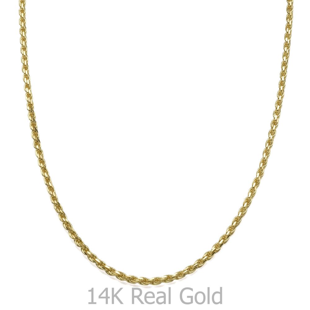 Gold Chains | 14K Yellow Gold Rope Chain Necklace 1.9mm Thick, 17.7