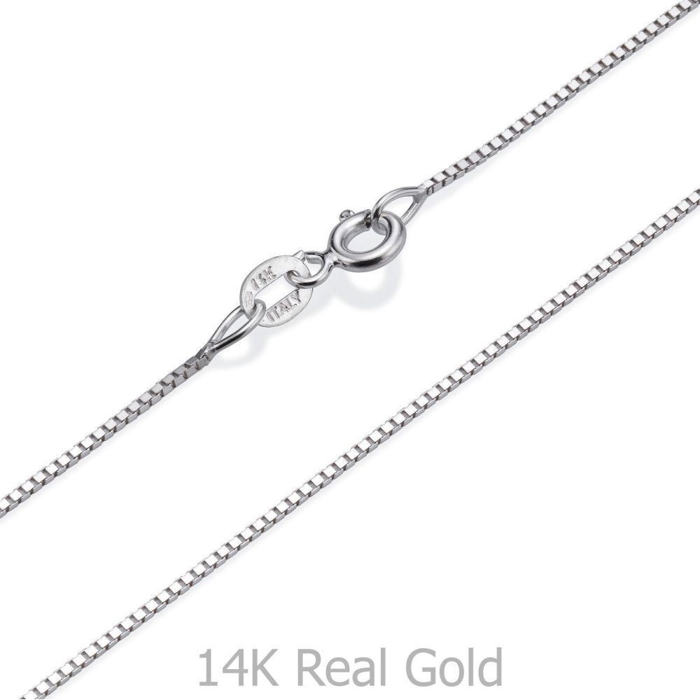 Gold Chains | 14K White Gold Venice Chain Necklace 0.8mm Thick, 17.7